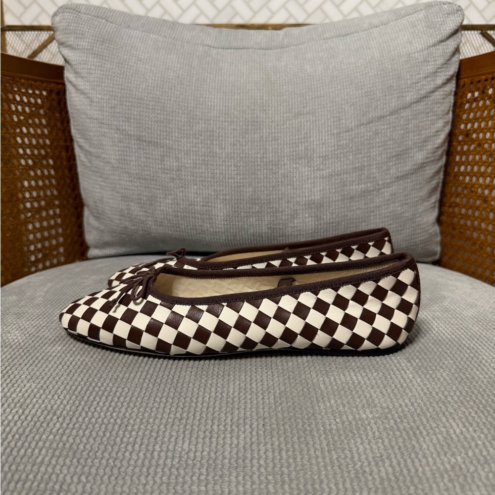 Loeffler Randall Leonie Chocolate/Cream Woven Ballet Flat - Picture 6 of 11